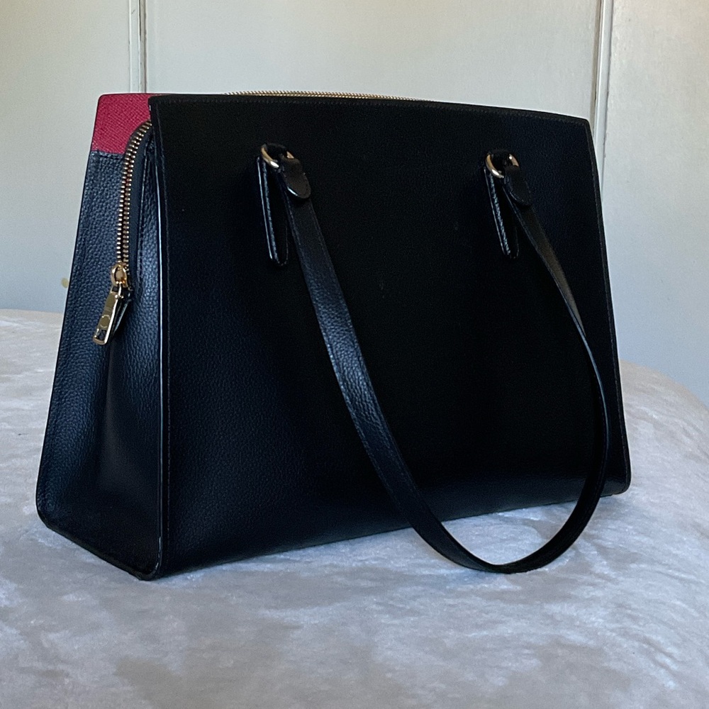 Coach Black Leather Tote with Gold Accents - Picture 3 of 8